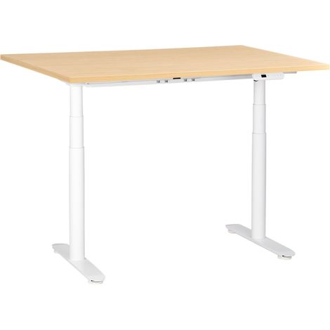 Schreibtisch elektrisch höhenverstellbar DESTINAS Hellbraun / Weiß 120 cm 60 cm