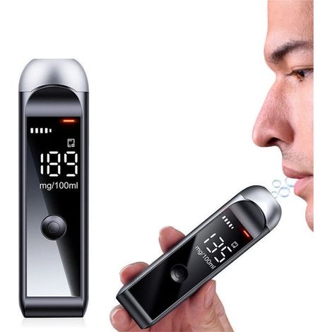Alcootest portable avec écran LCD et commande vocale – Testeur d'haleine sans contact rechargeable – Boîtier en métal – Indicateur tricolore – Idéal pour la maison et les fêtes (1/5)