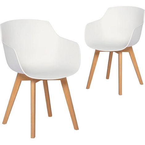 2er Set Esszimmerstühle mit Massivholzbeinen, skandinavisch, weiß (1/5)