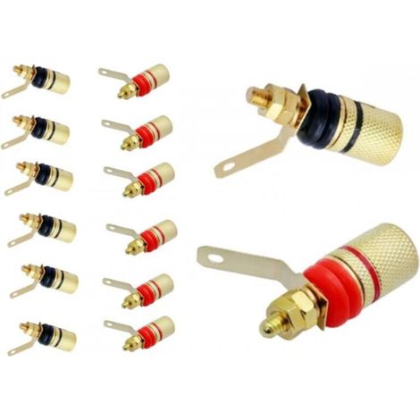 Lot de 12 4mm Fiche Banane Douille, Fiche Banane Femelle, 4mm fiche Enceinte, Haut-Parleur Reliure Femelle Post Socket Jack, Plaqué Or embase Haut Parleur (1/5)