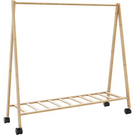 Kleiderständer mit Ablagen und Rollen 106x34x106,5 cm Bambus