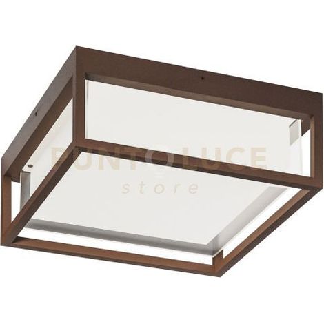 GES2092 Plafoniera LED 20W in Alluminio Finitura Marrone CCT 3000K/4000K/5000K IP65 - Lampada a Soffitto per Esterni Diffusa - Gealuce