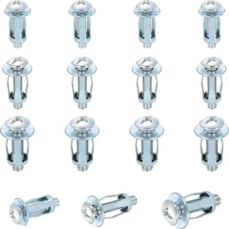 Chevilles Creuses En Acier, 15Pcs M4 M5 M6 Fixations Pour Placo, Molly Bolt Pour Plaque De Platre, Briques, Portes En Bois, Metal Fin, Beton, Maconnerie, Argent (1/5)