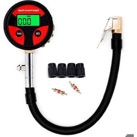 Manomètre numérique pour pneus - OKZ® - Plage de mesure 0-200 psi - Écran LCD rétroéclairé - Portable