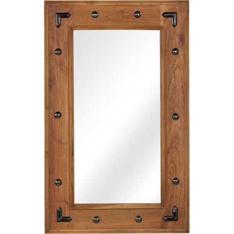 Miroir Style baroque - Miroir mural Bois d'acacia massif 50 x 80 cm BV924693 - BonneVie (1/5)