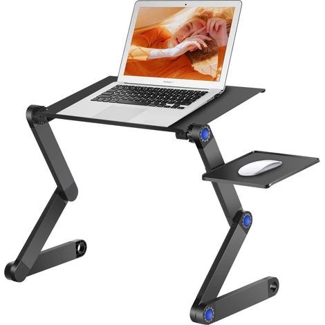 Laptop Stand - Folding Bed Table, PC Table, Tilting Reading Stand for Sofa, Book, Magazine and Breakfast, Mouse Tray Included (1/5)