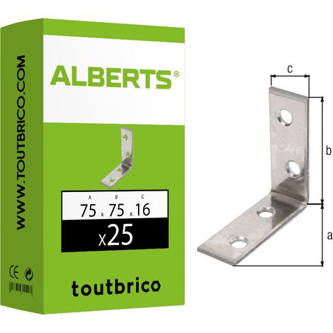 GAH Alberts Equerre de chaise longueur 75 x 75 mm ( 3000200539 ) largeur 16 mm épaisseur 2 mm Ø de perçage 5,5 mm 25 pièces (1/2)