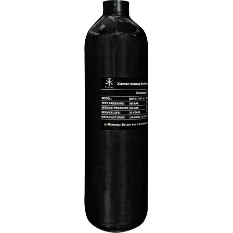 Cilindro de aire de alta presión, material de fibra de carbono, capacidad de 1,1 L, 1,1 L (1/4)