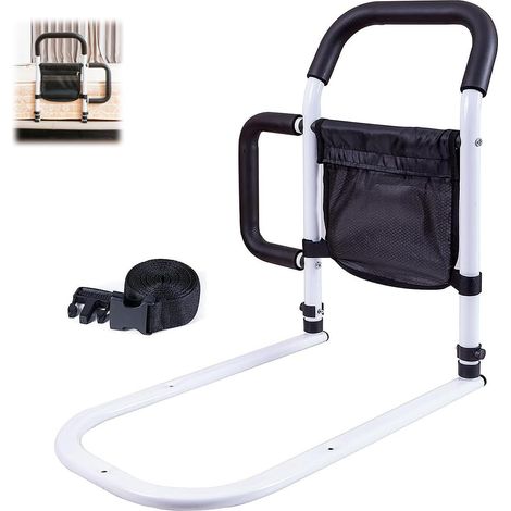 Barriere de Lit Adulte, Personnes âgées Handrails, Potence de lit avec Accoudoir Renforcé Amovible et Sac de Rangement, Anti-Chute, Sécurité et Stabilité (1/5)