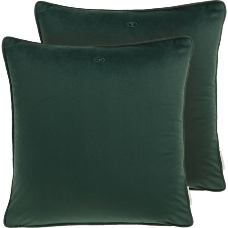 TOM TAILOR Housse de coussin décoratif VELVET SIGNATURE - Lot de 2 45x45 cm, vert