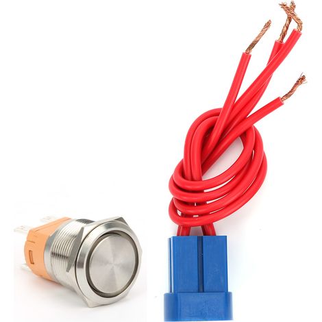 22 mm AC250V 20A Drucktaster, Flachkopf-Metalltaster mit 4-poliger Buchse, selbstverriegelnd (1/5)