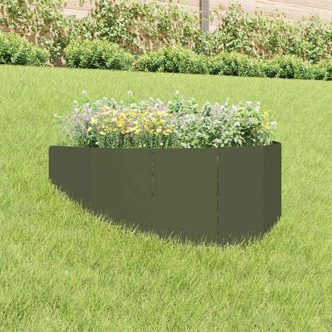 Bordura per Prato 100 x 45 cm Acciaio Verde Oliva vidaXL (1/5)