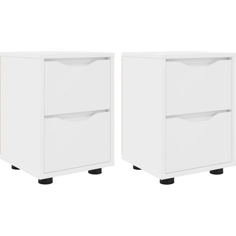 Maison Exclusive - Tables de chevet avec tiroir 2 pcs Blanc 30,5 x 30 x 43 cm (1/5)