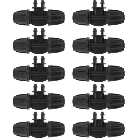 10 raccords de tuyau en réduction 4 voies barbelés 8/11 à 4/7 avec verrouillage pour irrigation (1/5)
