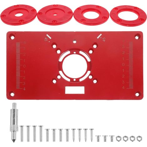 Plaque D'insertion Précision en Alliage D'aluminium pour Défonceuse Table de Travail du Bois, Design Panneau et Anneau Élégant, Lot de 1 Set de Set, Gabarits pour Outils Électriques (1/5)