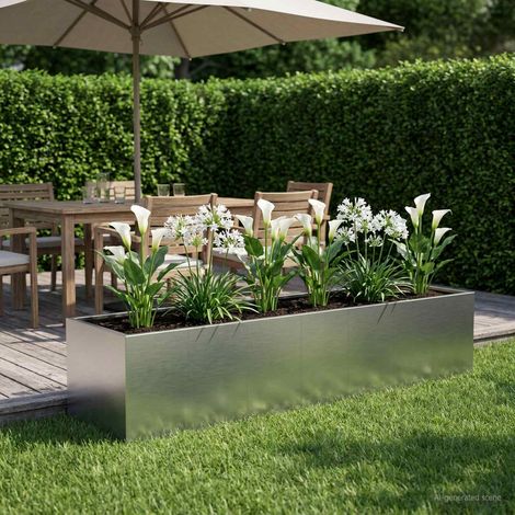 vidaXL Cache-pot de jardin Argenté 280 x 80 x 60 cm Acier inoxydable (1/5)