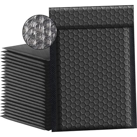 Pack of 50 Waterproof Bubble Mailers for Shipping and Storage (13 x 18 cm, Black) (1/5)