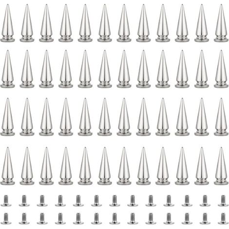 Lot de 50 Rivet Cône de Style Punk Clous Conique Métal Bullet Spikes pour Cuir Vêtement Ceinture Bricolage pour Sac Bracelet Goujons de Rivets, 10x29mm (1/5)