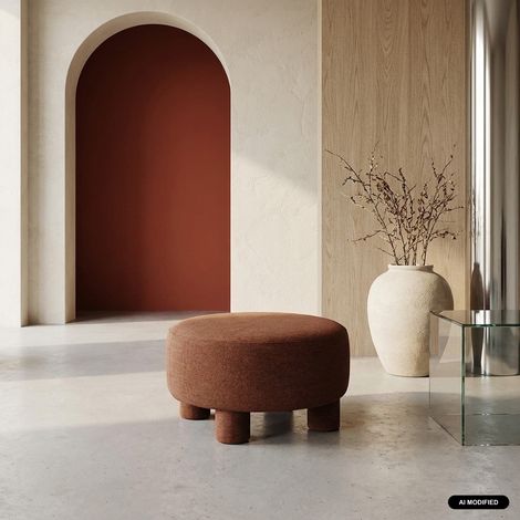 Pouf. repose-pieds pour canapé Zenio tissu terracotta - Zenio (1/3)