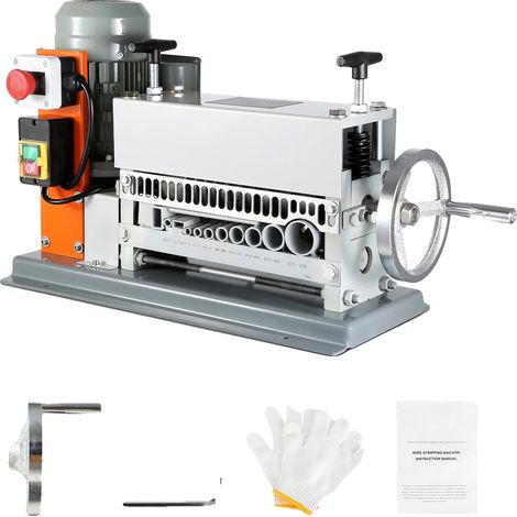 Machine à dénuder les fils, 370W, 0,06-1,42 in / 1,5-36 mm, 88 pieds par minute, fonctionnement électrique et manuel, fonte (1/5)