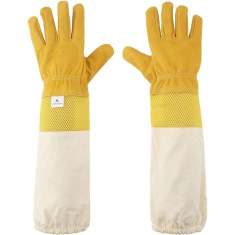 Imkerhandschuhe mit belüfteten Ärmeln – 51 cm – Handschuhe für Damen und Herren, Gelb (1/5)
