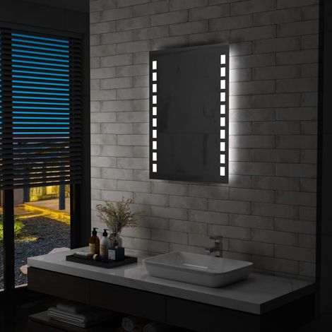 Miroir mural à LED pour salle de bains 60 x 80 cm DEC022578