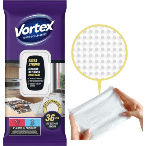 Salviette umidificate riutilizzabili Vortex per la pulizia di tutte le superfici, 36 pezzi (1/3)