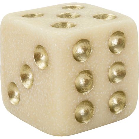 Scultura decorativa in resina bianca, 8x8x8 cm – Dado Quarzy (1/5)