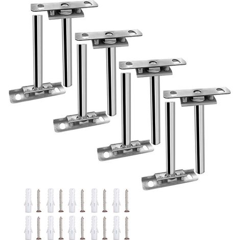 Supports d'étagère flottante en acier inoxydable 4 pouces (10 cm) - Lot de 8 - Profil bas - Fixation invisible (1/5)