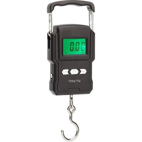 Hanging fishing scale, electronic fishing scale, digital fishing scale with hook and measuring tape, backlit LCD display, 2 AAA batteries included. (1/4)