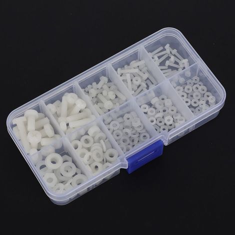 270 pièces M2 à M5 Assortiment Vis Écrous Rondelles Nylon Blanc Fixation Quincaillerie (1/5)