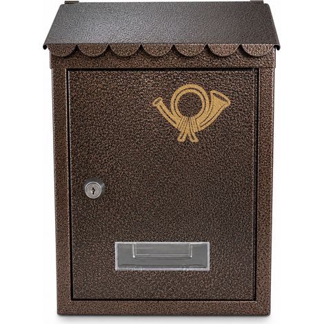 Wandbriefkasten aus Metall in Antikbronze 30 x 22 x 7 cm (1/5)