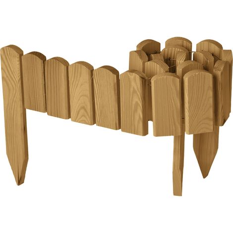Garronda clôture de Jardin en Bois Bordure Jardin Cloture Jardin Exterieur, Palissade Bordurette Longueur: 100 cm GD-0148 (Brun Сlair, Hauteur : 10 cm)