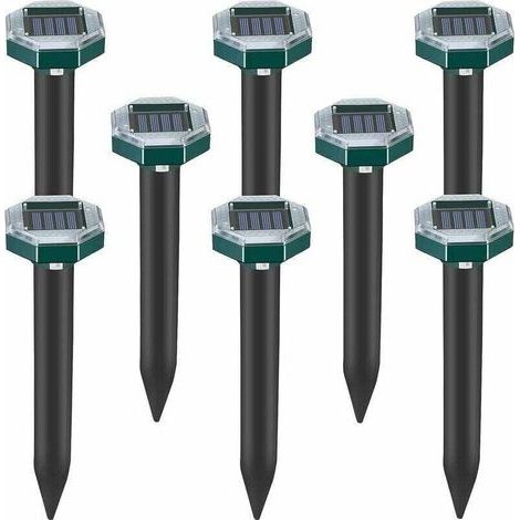 Lot de 8 pics repulsifs a ultrasons pour taupes, serpents et campagnols a energie solaire pour pelouse, jardin et cour, repulsif a sardines (1/5)