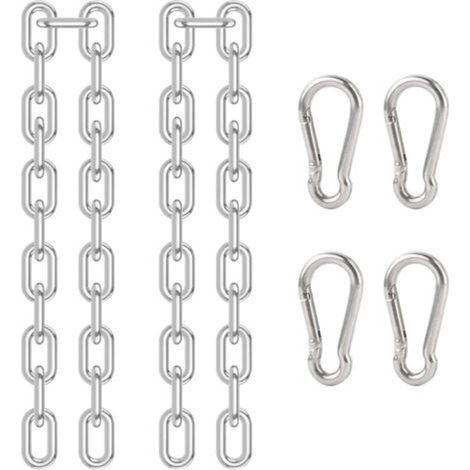 Chaîne de Chaise Suspendue 2 Pièces Chaîne D'extension en Acier Inoxydable 304 Chaine pour Fauteuil Suspendu avec 4Pcs Mousqueton à Ressort pour Intérieur et Extérieur Fixation de Suspension