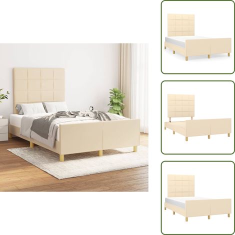 Bettgestell ohne Matratze Creme 120x190 cm Stoff - Bettsofa - Doppelbett - Lattenrost - Boxspringbetten - Hochbett