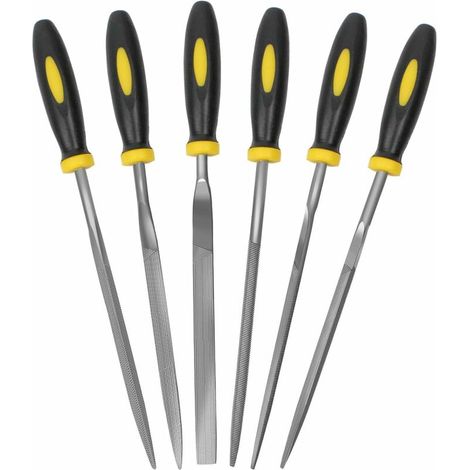 Ensemble de 6 limes, limes aiguilles de 5,5 pouces, ensemble de limes en acier au carbone de 3 mm de diamètre avec manche, convient pour le métal, le bois, le verre, le cuir, les bijoux, etc. (1/5)