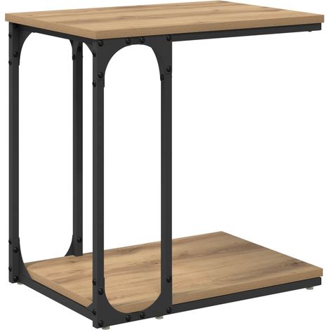 Mesa lateral con estante Roble artesanal 50 x 35 x 52 cm vidaXL