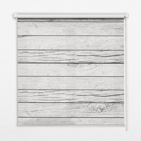 Innenrollo Fensterrollo - Rollo ohne Bohren - Sichtschutzrollo - Lichtdurchlässiges Rollo - Rechteckiges - Rollo - (150 cm x 140 cm) - Graue Bretter (1/5)