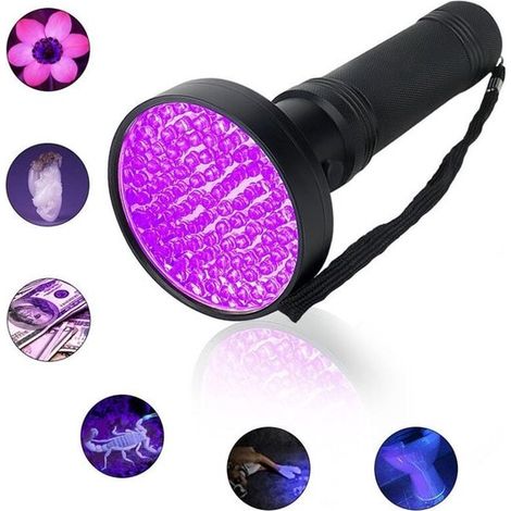 Per torce UV ad alte prestazioni con 100 LED, torce UV con luce nera a 395 nm, torce UV con occhiali di protezione UV, torce ultraviolette (1/5)