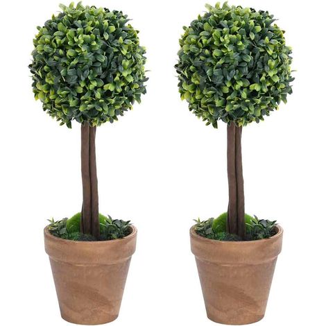 vidaXL Plantas de boj artificial 2 uds forma bola maceta verde 33 cm (1/5)