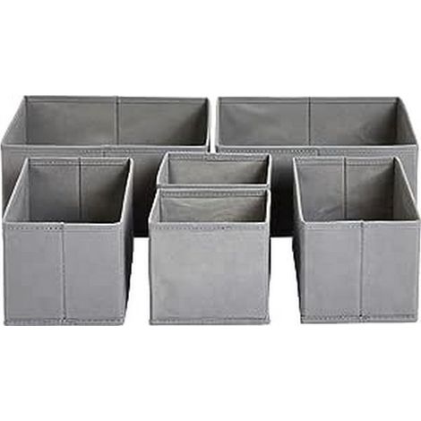 lot de 6, gris Organiseur à tiroirs/organiseur pour vêtements, pliable pour armoire, chambre ou cuisine, (1/5)