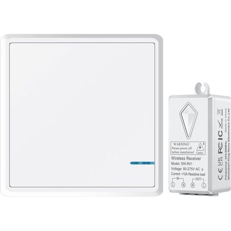 Interrupteur Sans Fil, 433Mhz 220V interrupteur va et vient sans fil, 1000W interrupteur à radiofréquence, IP66 étanche - Portée de 100 m, d'éclairage on/Off avec Interrupteur sans Fil (1/5)