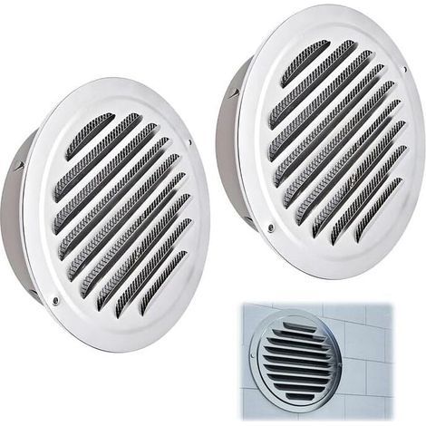 2 Pièces Grille Aération Ronde, 100mm Grille d'aération en Acier Inoxydable, Grille de Ventilation avec Filet Anti-insectes, Grille Ventilation Exterieur, pour Garage, Cuisine, Salle de Bain, Mur (1/5)