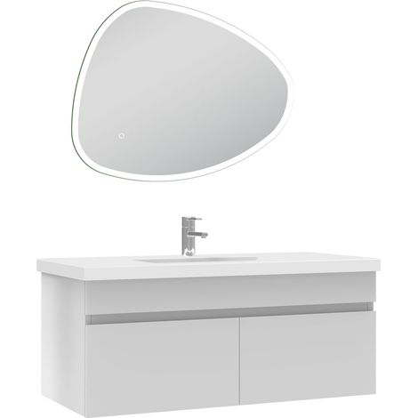 Océan meubles simple vasque 100cm vasque + miroir 3 couleurs lumineux Blanc (1/4)