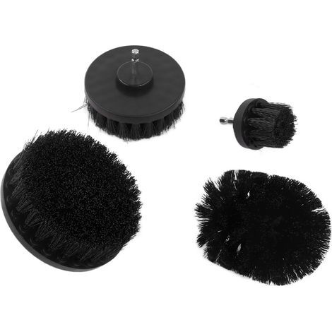 Lot de 4 brosses perceuse rotatives noires pour nettoyage auto, camion, moto (1/5)