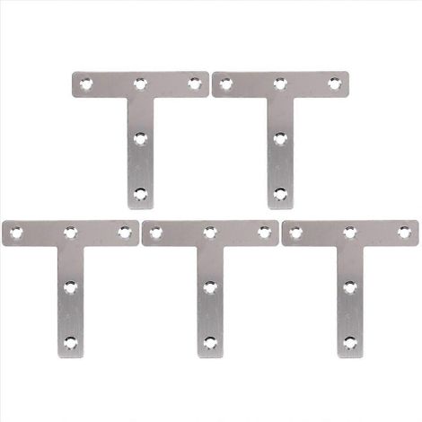 5 équerres de renfort d'angle plates en forme de T, 80 mm x 80 mm (1/5)