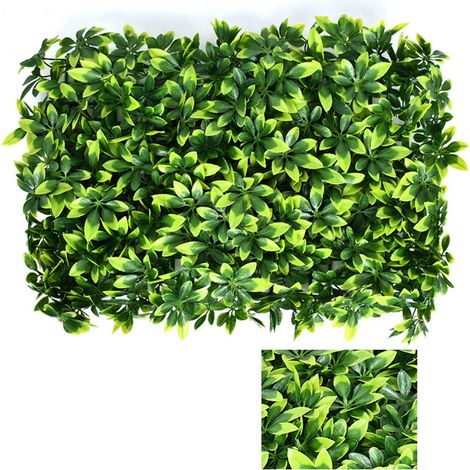 Mur Végétal Artificiel - Haie de Buis Synthétique en Plastique PE - Décoration Murale Intérieure et Extérieure - 40 x 60 cm - 1 Pièce (1/4)