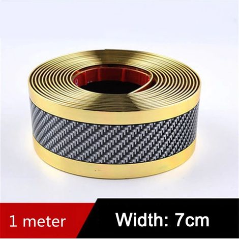 (OR 7 cm) Autocollants anti-rayures en fibre de carbone pour seuil de porte,protection en caoutchouc,film adhésif pour pare-chocs et accessoires de décoration automobile (1/3)