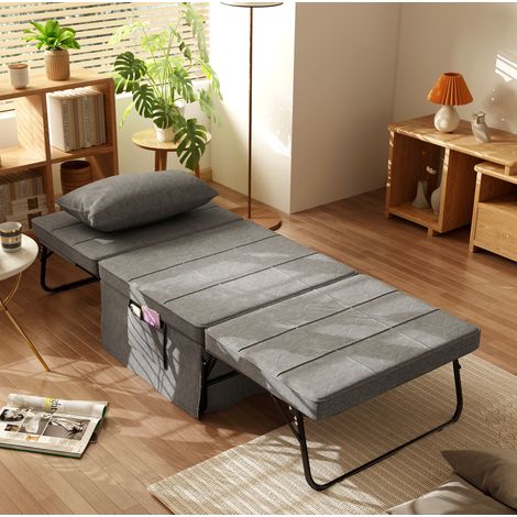 Letto pieghevole 4 in 1, schienale regolabile, 188 x 75 x 38 cm, grigio OKMYHOME (1/5)